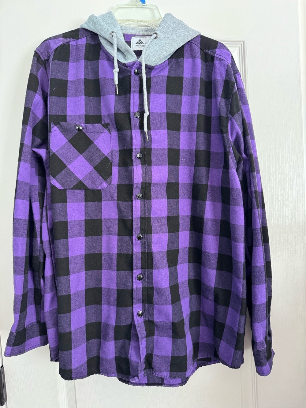 SRH Men's Purple & Black Plaid Hooded Flannel XL